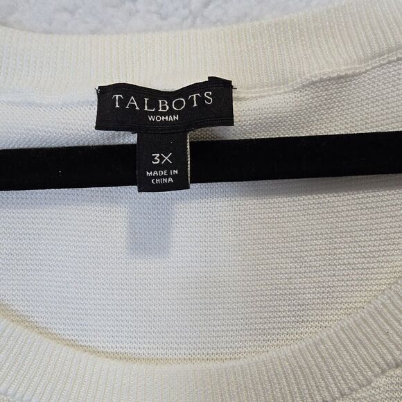 NWOT Talbots Red & Cream Striped & Rhinestone Bows Holiday Christmas Sweater 3X - Picture 11 of 13